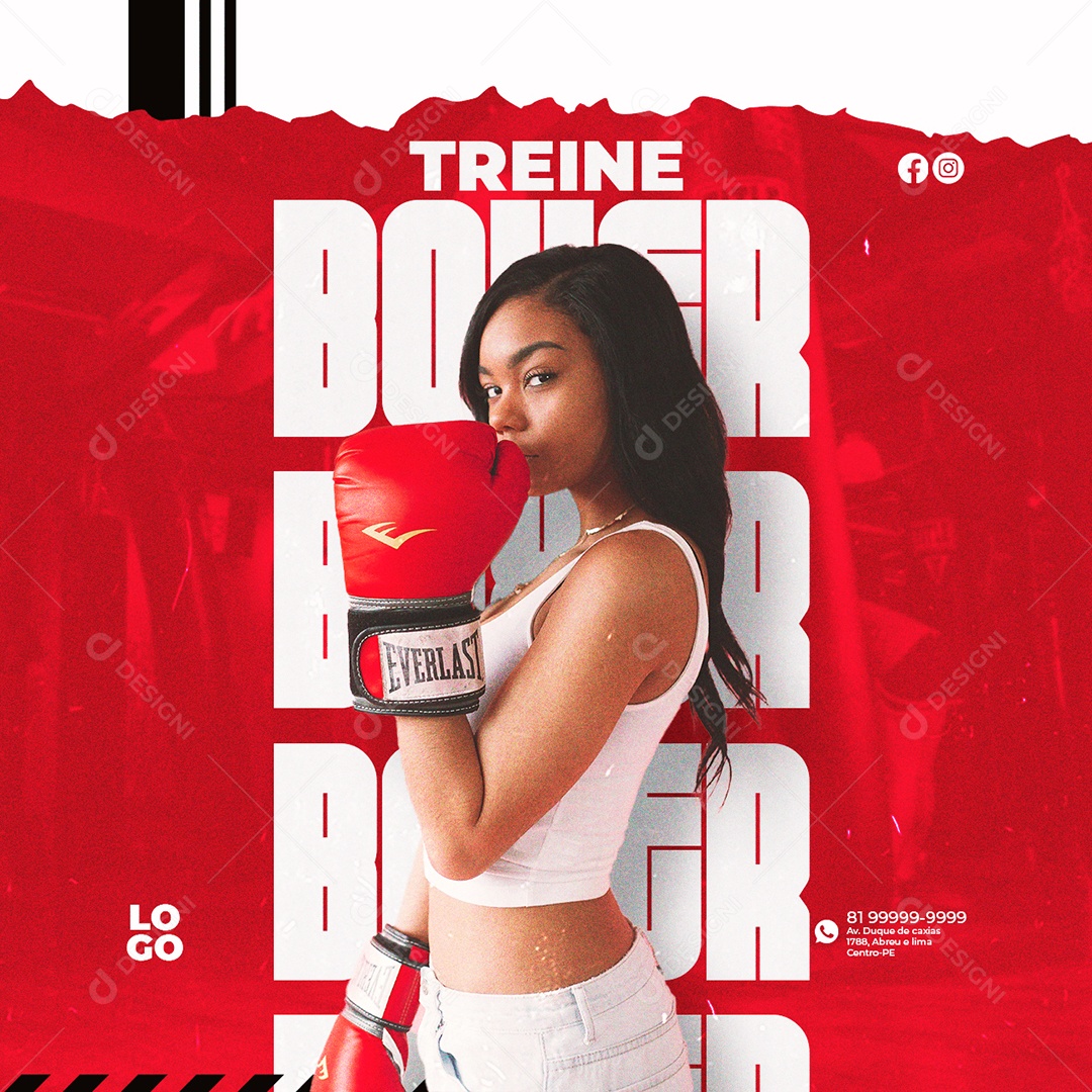 Treine Boxer Escola de Luta Social Media PSD Editável