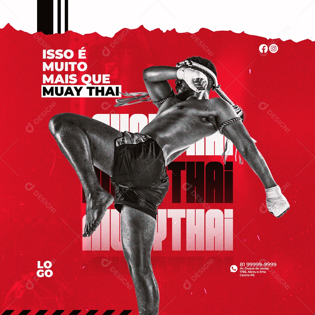 Isso é Muito mais que Muay Thai Escola de Luta Social Media PSD Editável