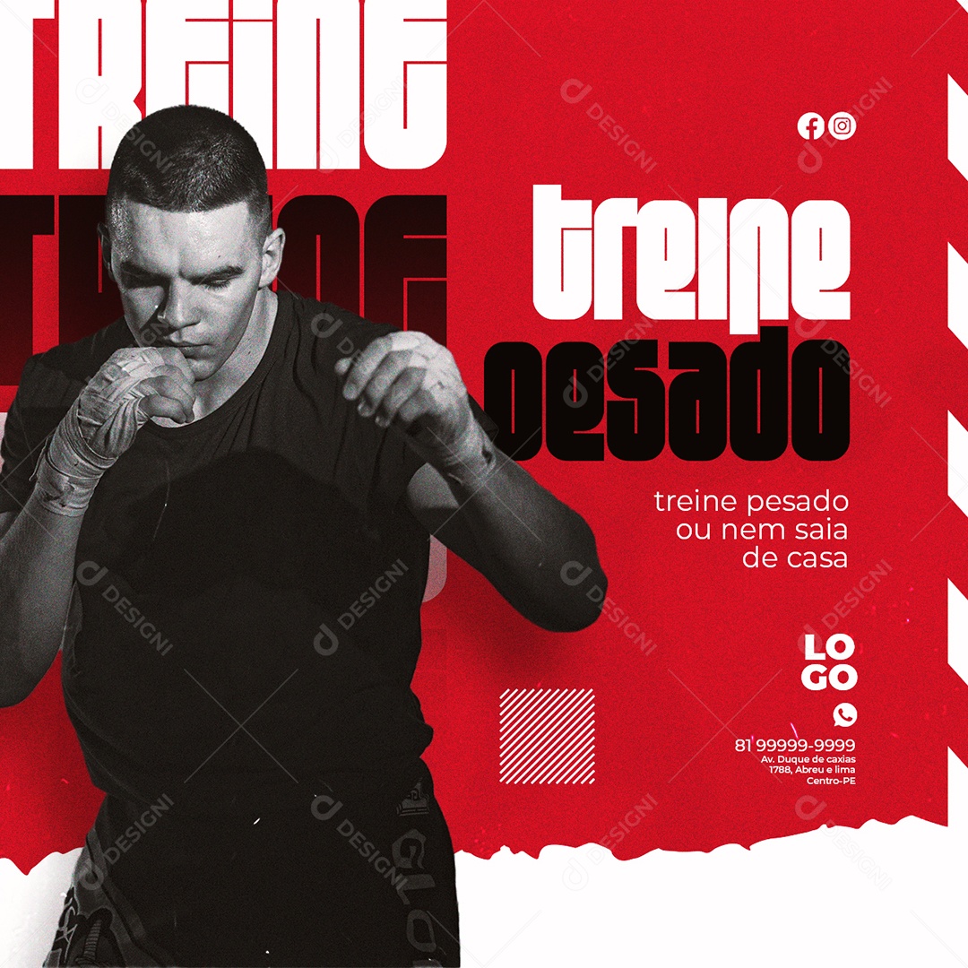 Treine Pesado ou nem Saia de Casa Escola de Luta Social Media PSD Editável