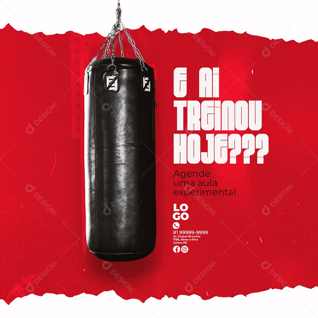 E Ai Treinou Hoje Escola de Luta Social Media PSD Editável