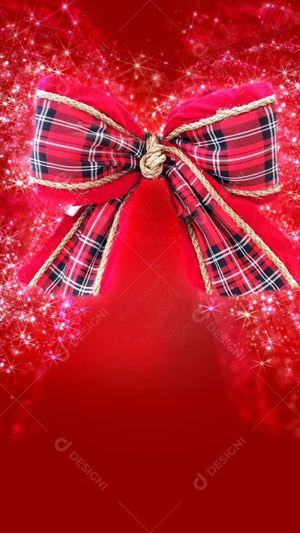 Decoração de Natal. Gravata vermelha com luzes e fundo vermelho