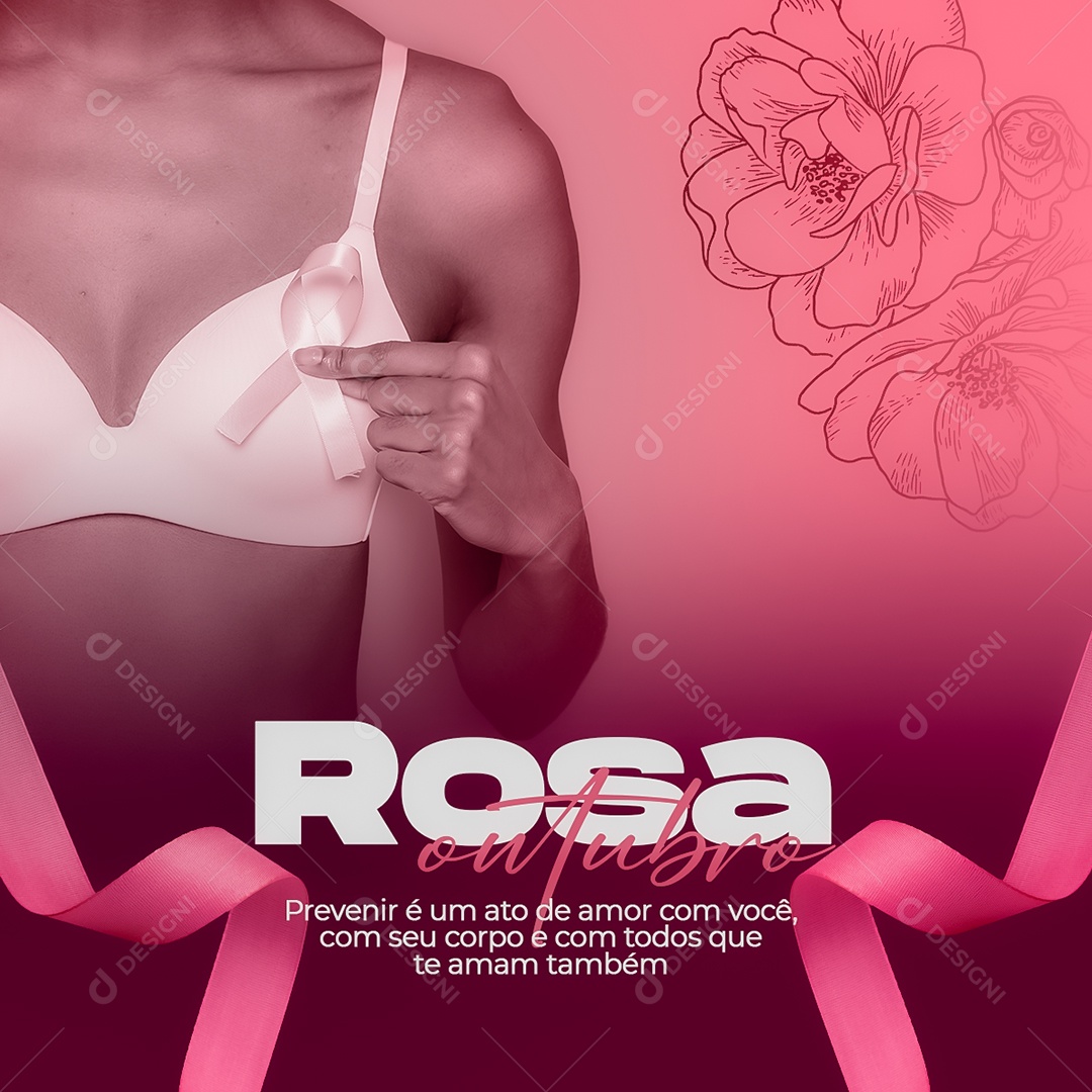 Social Media Outubro Rosa Prevenir é um Ato de Amor PSD Editável