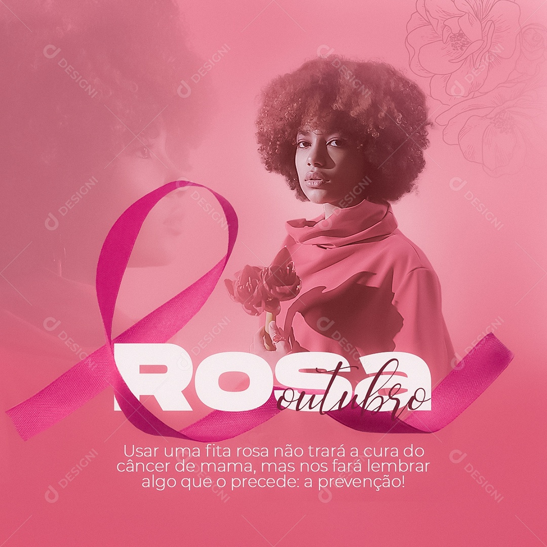 Social Media Outubro Rosa Usar Uma Fiita Rosa PSD Editável