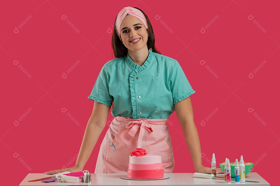 Linda mulher usando touca cozinheira