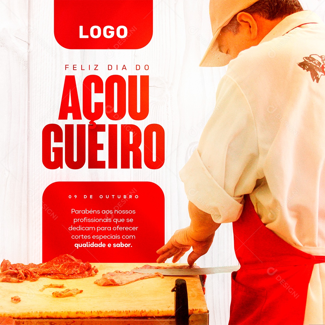 Feliz Dia Do Açougueiro 9 de Outubro Social Media PSD Editável