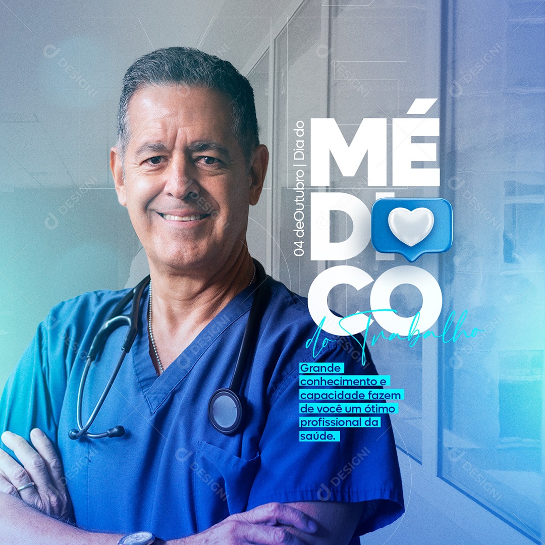 Grande Conhecimento e Capacidade Dia do Médico do Trabalho Social Media PSD Editável