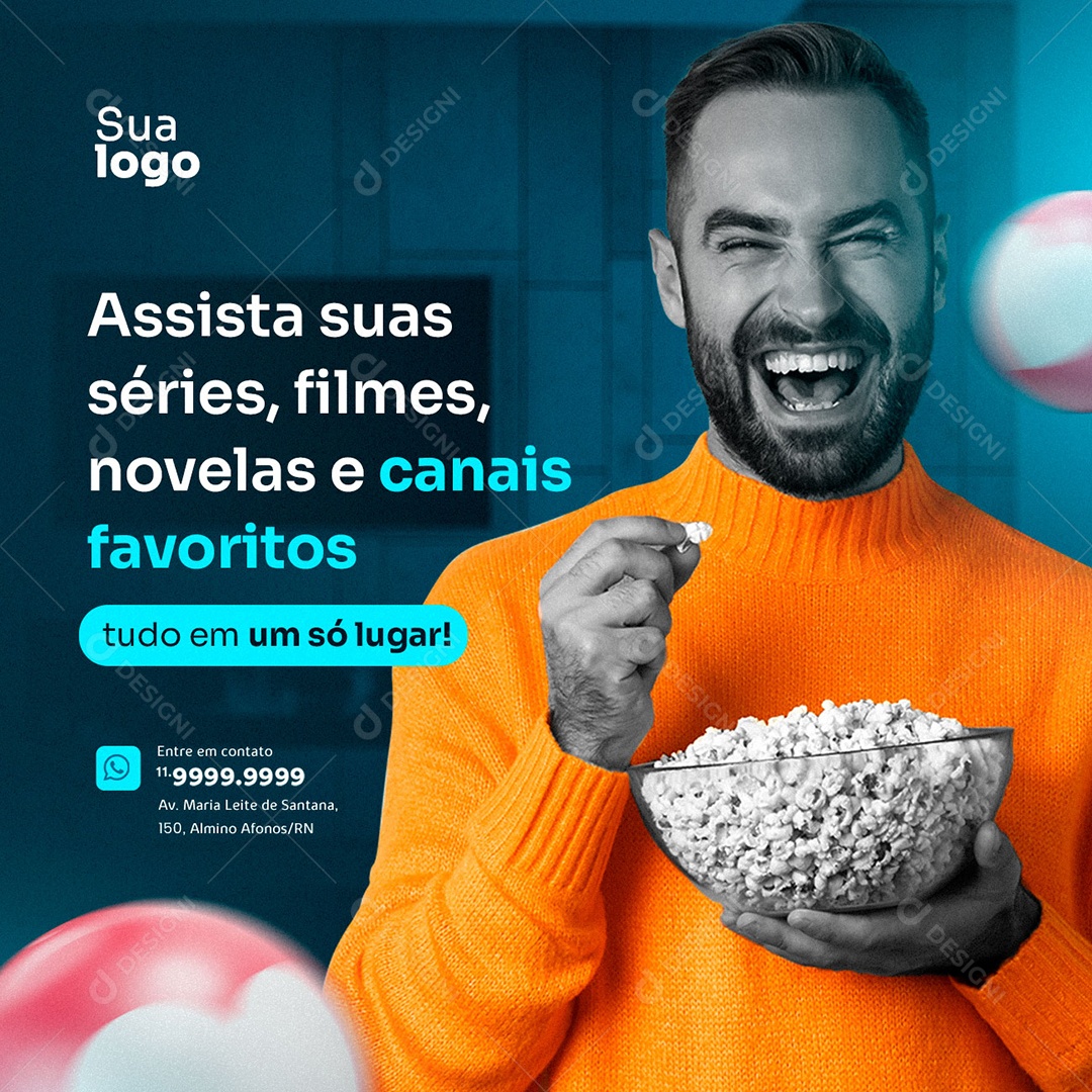 Social Media IPTV Assista Suas Séries Filmes PSD Editável