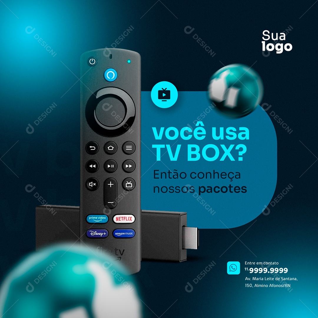 Social Media IPTV Você Usa TV Box PSD Editável