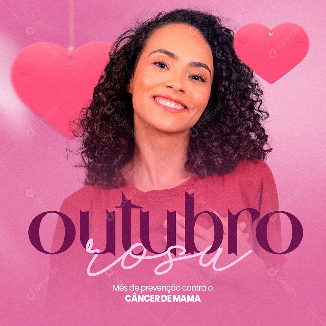 Outubro Rosa Mês de Prevenção Contra o Câncer de Mama Social Media PSD Editável