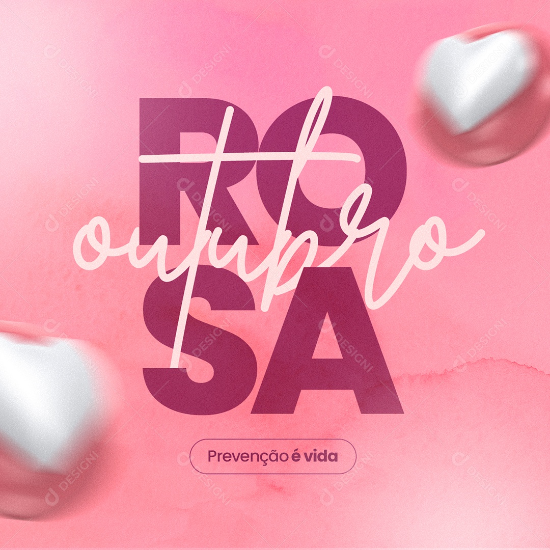 Prevenção é Vida Outubro Rosa Social Media PSD Editável