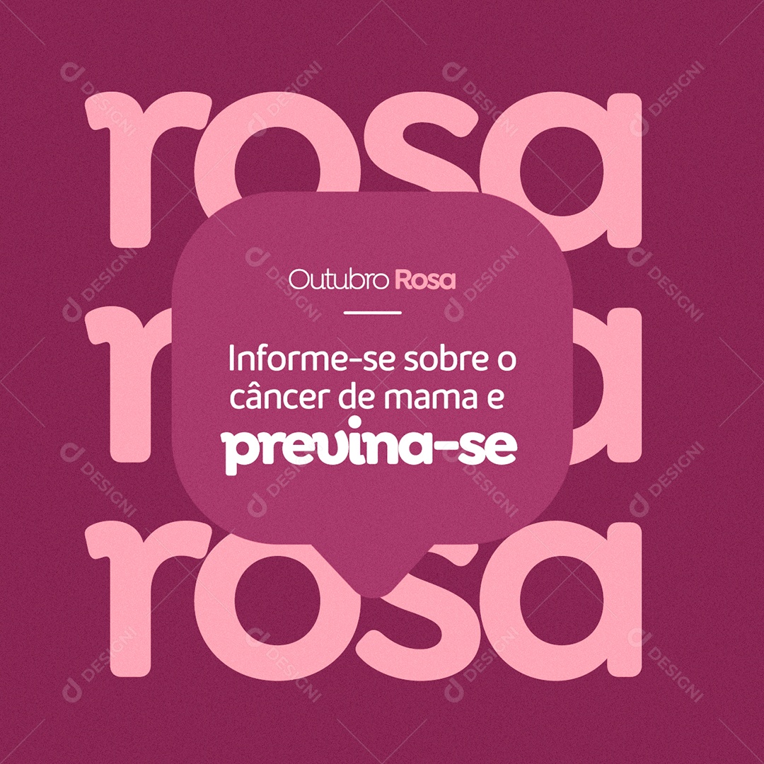 Informe se Sobre o Câncer o Câncer de Mama e Previna-se Outubro Rosa Social Media PSD Editável