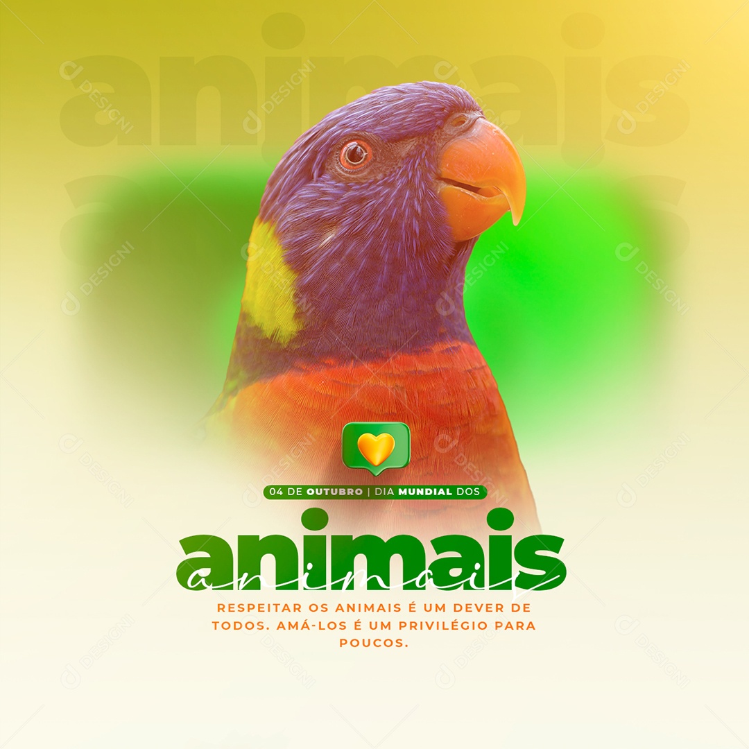 Respeitar os Animais é dever de Todos Amá-los Dia Mundial dos Animais Social Media PSD Editável