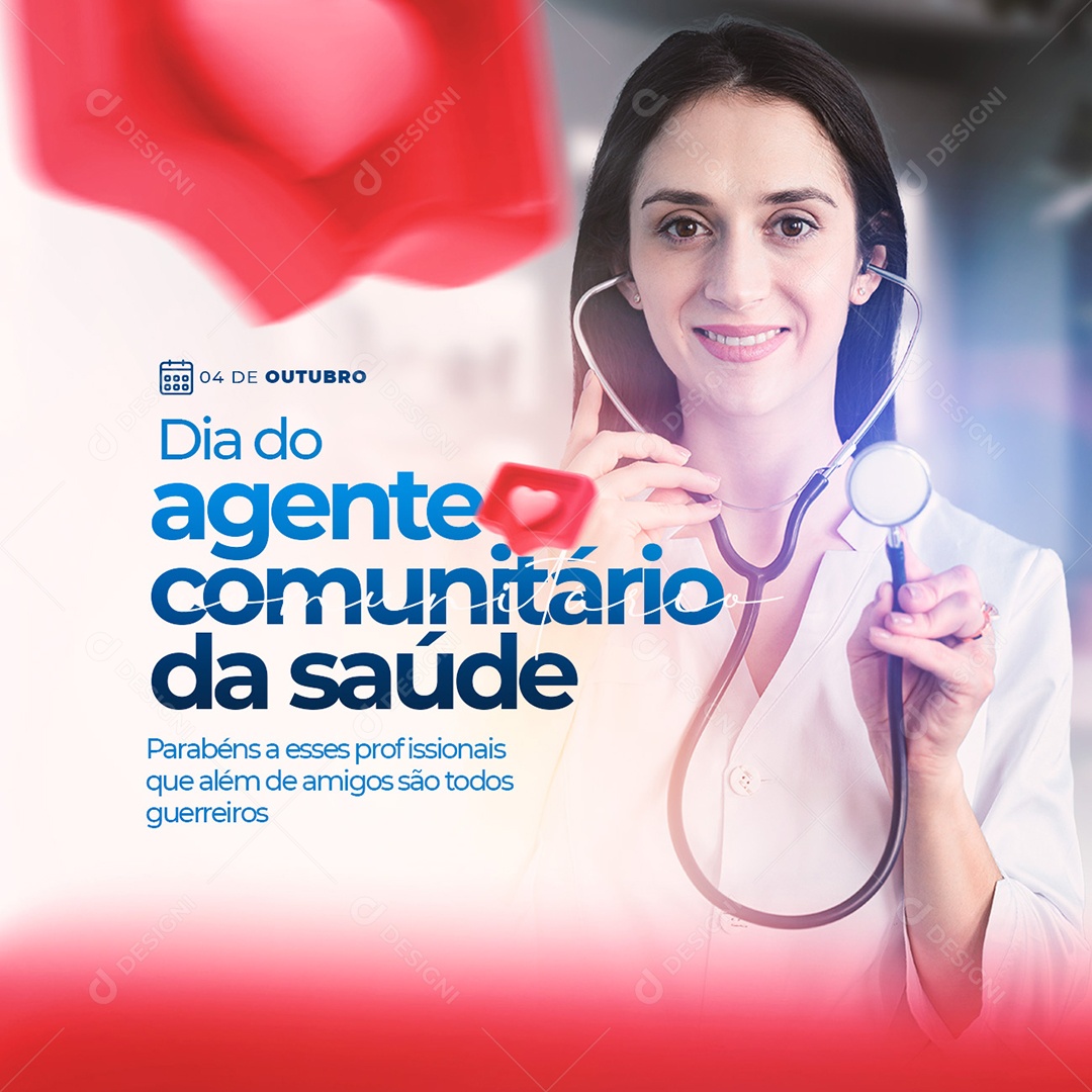 Parabéns a esses Profissionais Dia do Agente Comunitário de Saúde Social Media PSD Editável