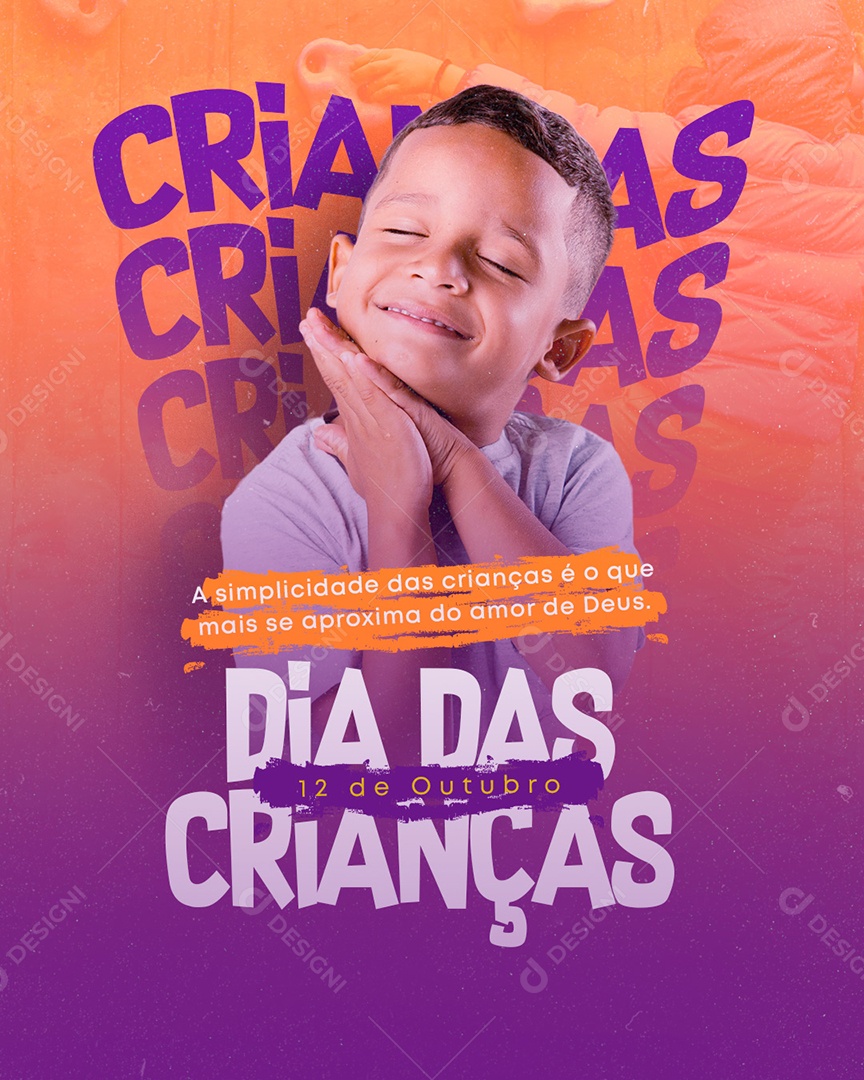 A Simplicidade das Crianças é o que mais se Aproxima Dia das Crianças Social Media PSD Editável