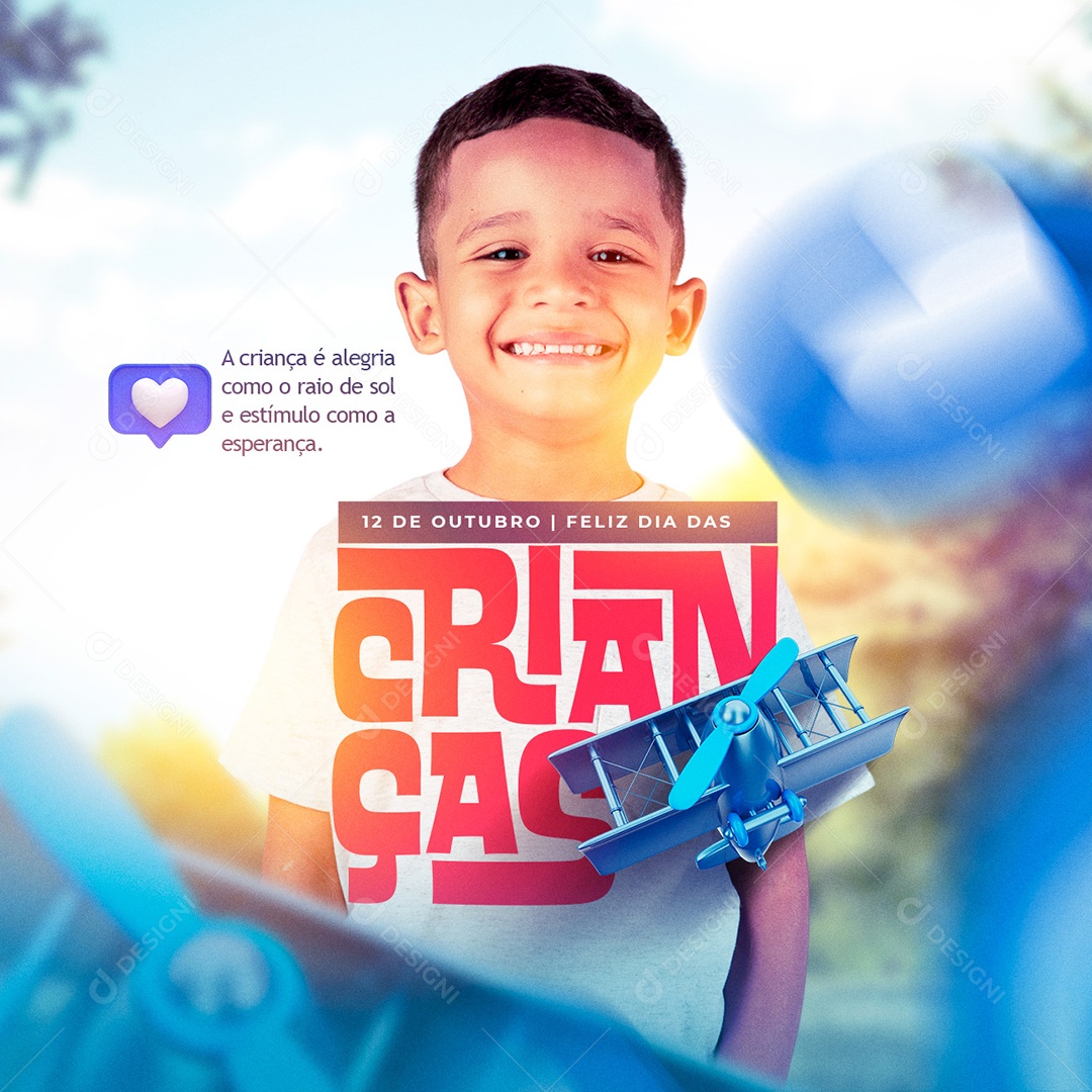 A Criança é Alegria como Raio de Sol Dia das Crianças Social Media PSD Editável