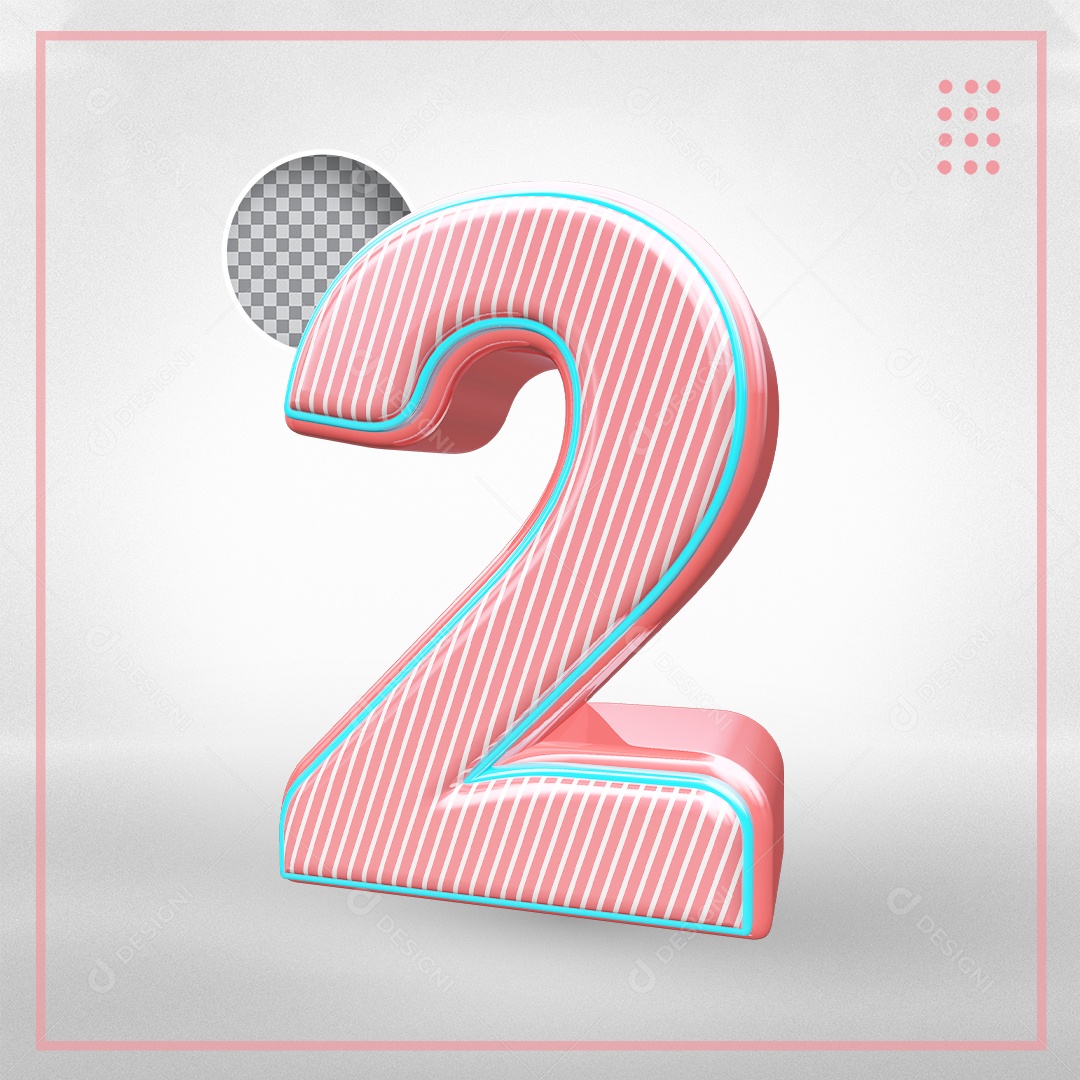 Elemento 3D Para Composições Número 2 Rosa PSD
