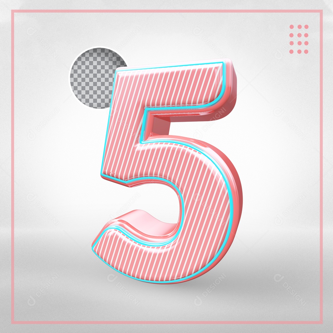 Elemento 3D Para Composições Número 5 Rosa PSD