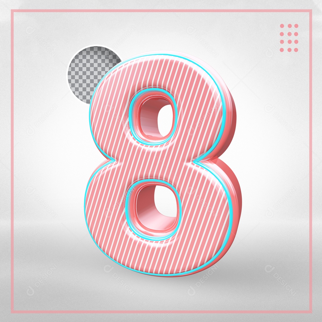 Elemento 3D Para Composições Número 8 Rosa PSD