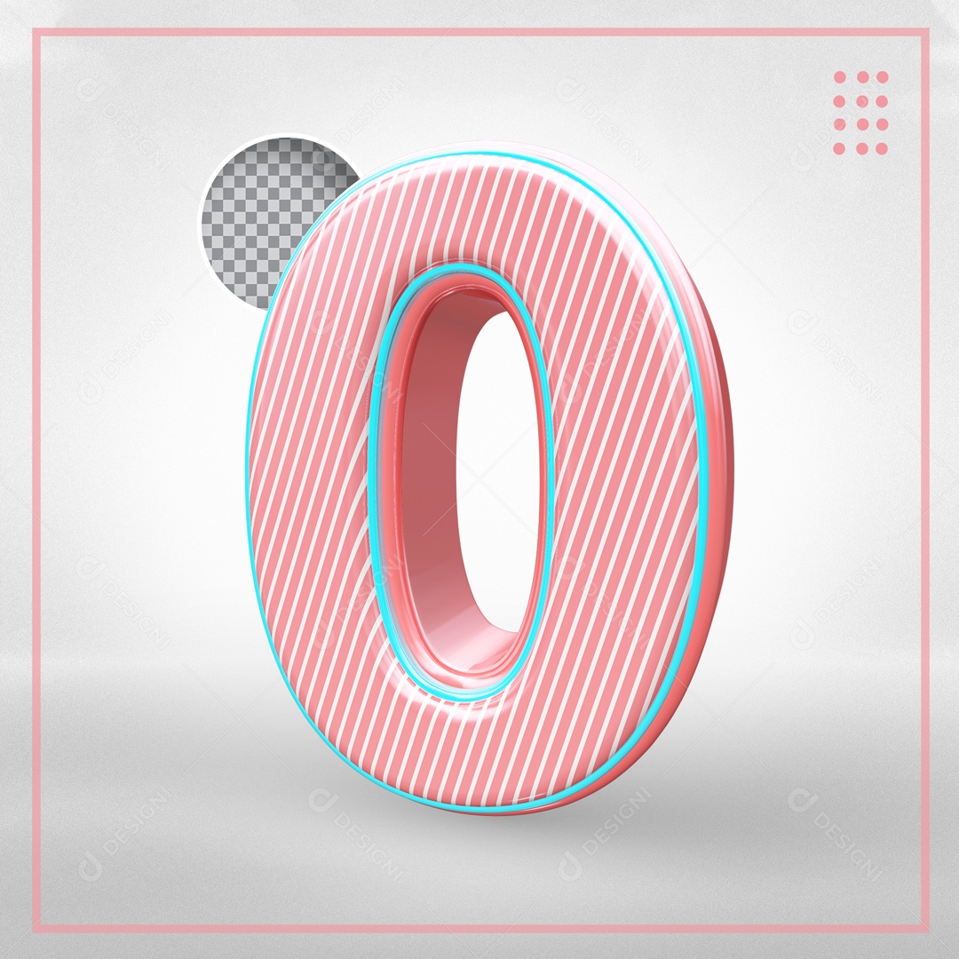 Elemento 3D Para Composições Número 0 Rosa PSD