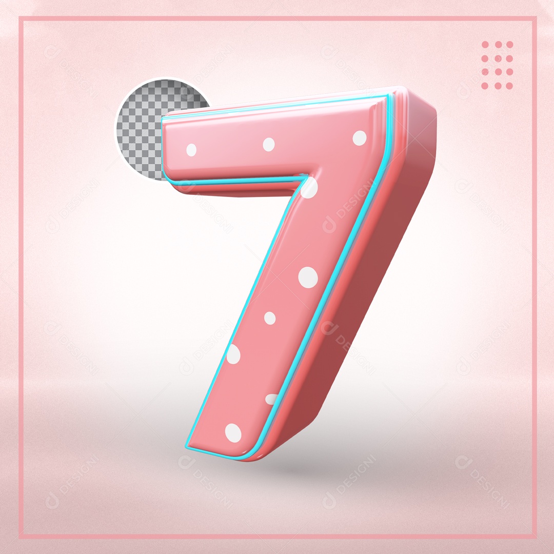 Elemento 3D Para Composições Número 7 Rosa PSD