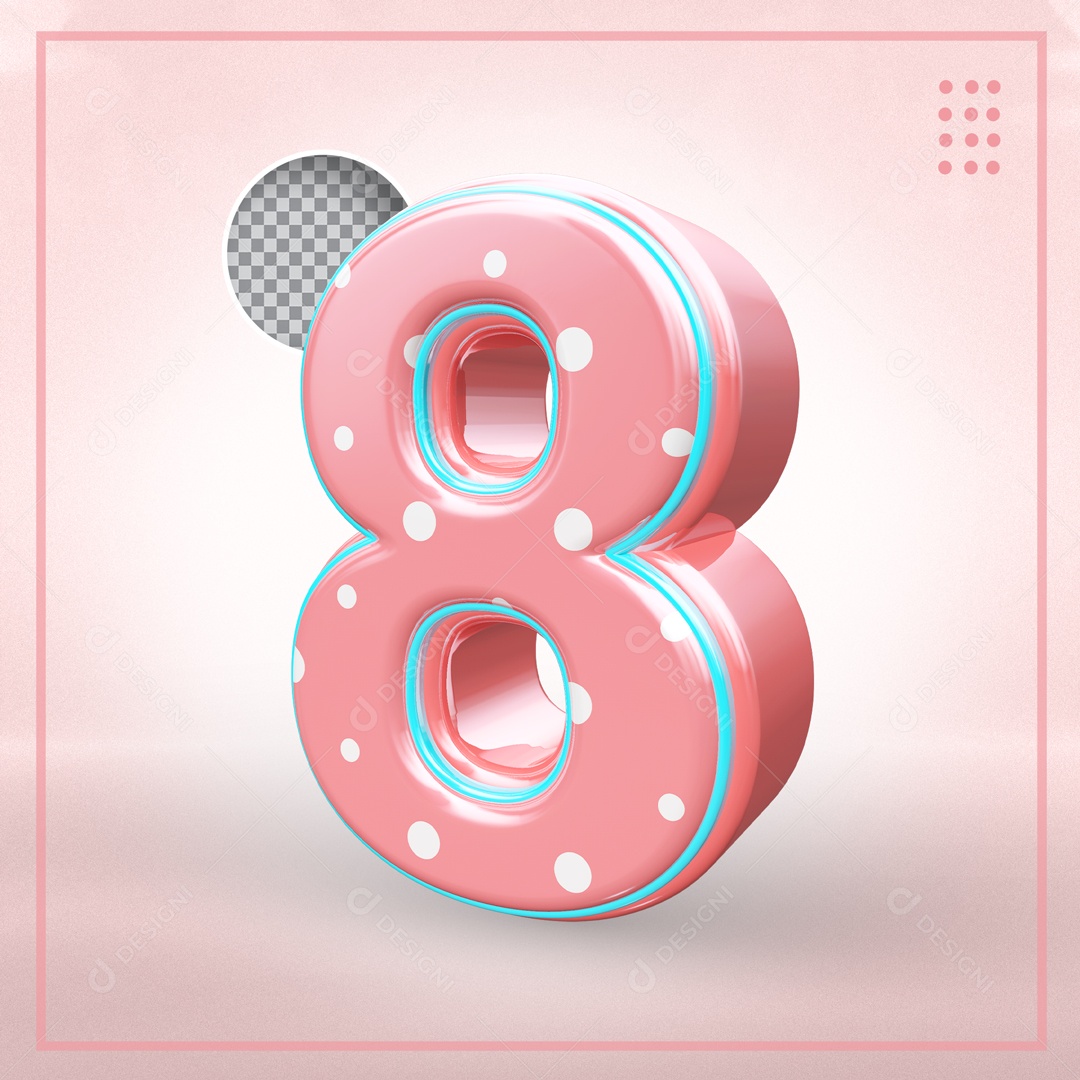 Elemento 3D Para Composições Número 8 Rosa PSD