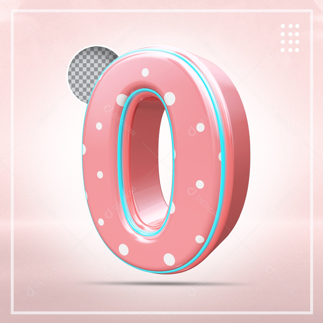 Elemento 3D Para Composições Número 0 Rosa PSD