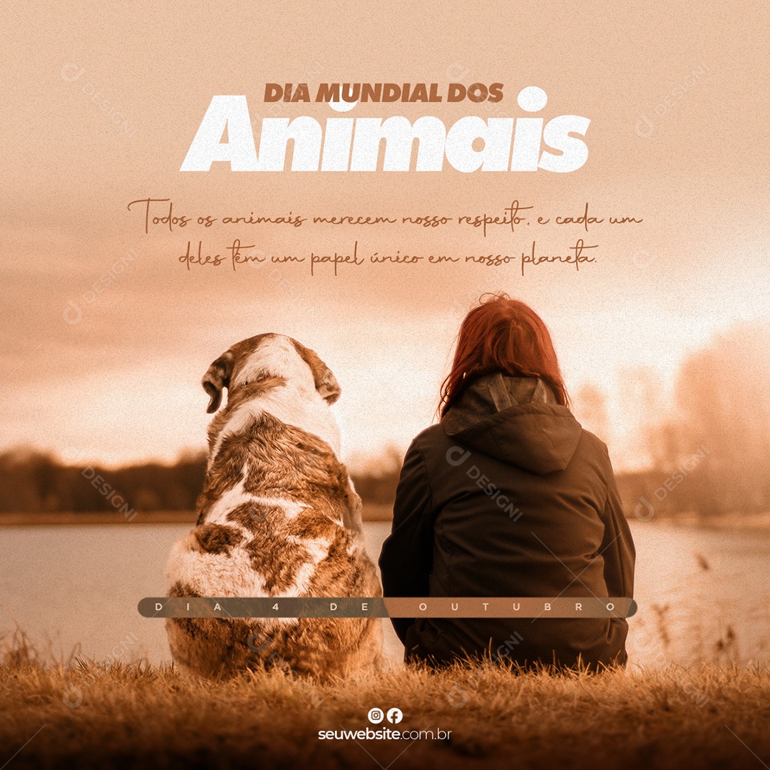 Dia Do Animal Data Comemorativa 4 De Outubro Social Media PSD Editável