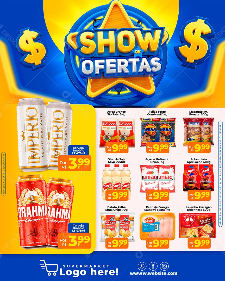 Encarte Super Show de Oferta para Supermercado Social Media PSD Editável