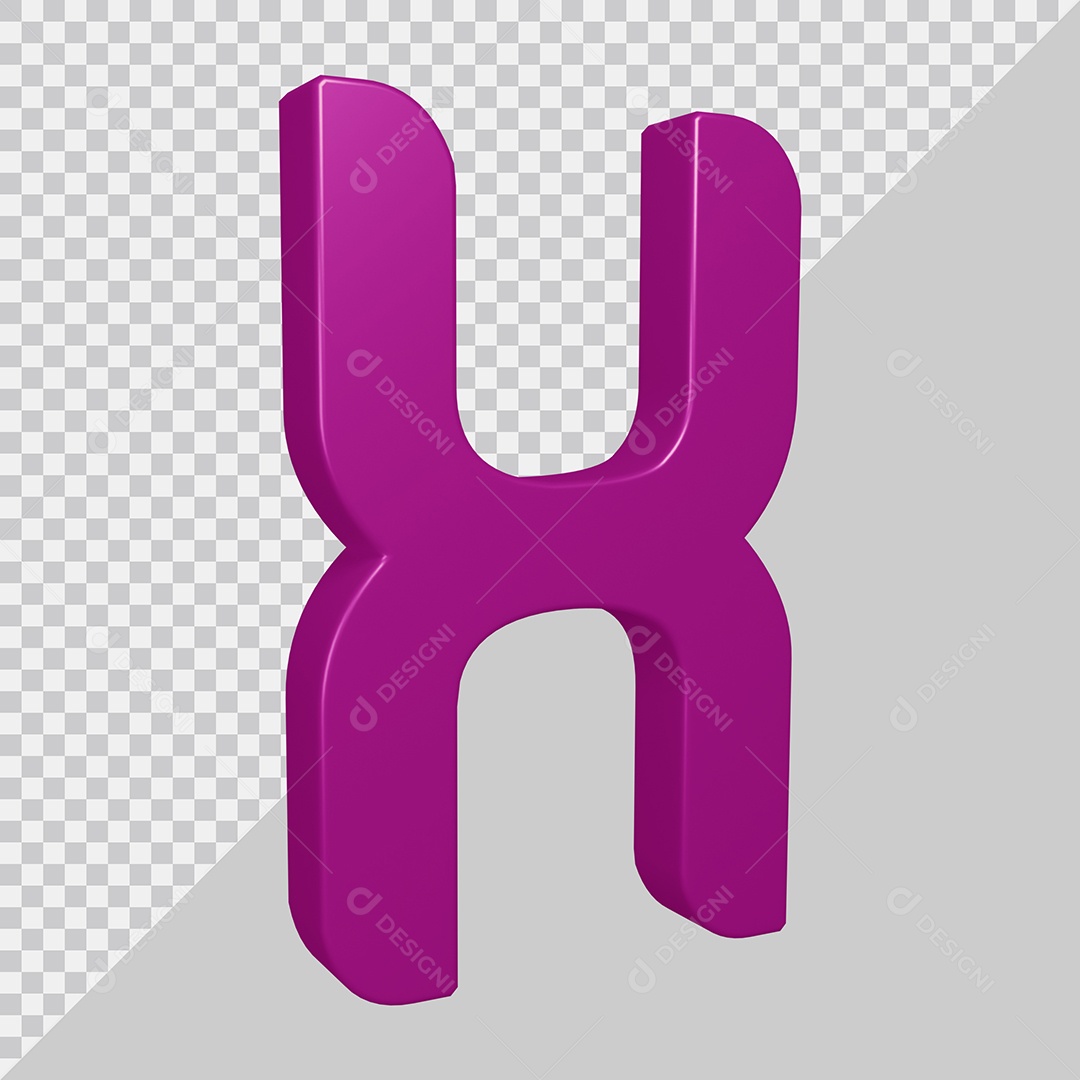 3D Element For Composition Letter X Purple PSD