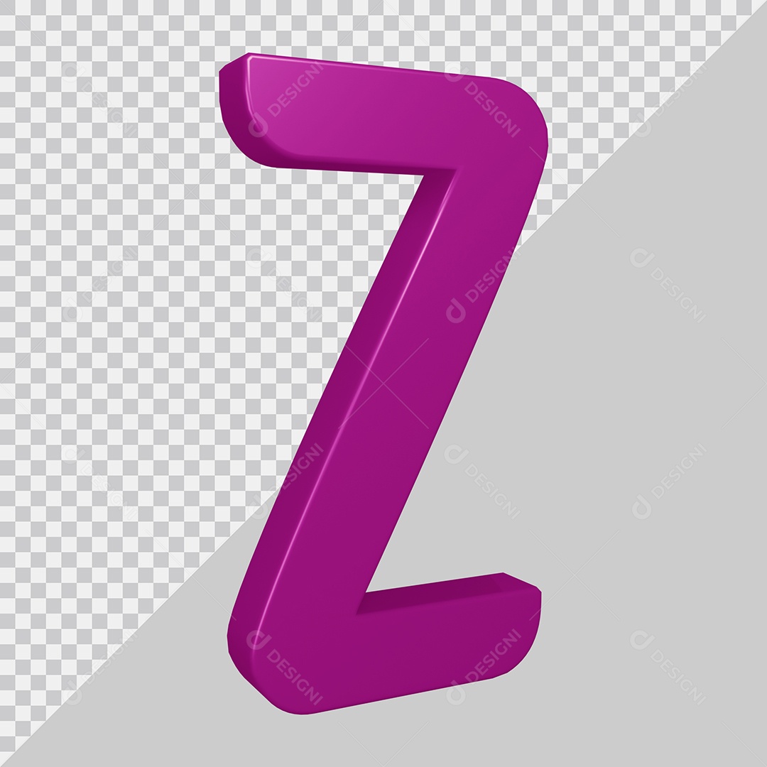 Elemento 3D Para Composição Letra Z Roxa PSD