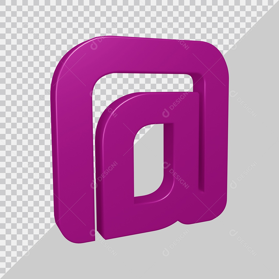 Elemento 3D Para Composição Símbolo Arroba Roxa PSD