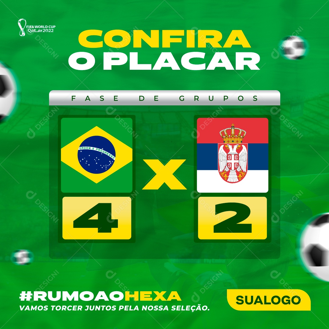 Placar Jogo Brasil Copa Do Mundo Resultado Social Media PSD Editável
