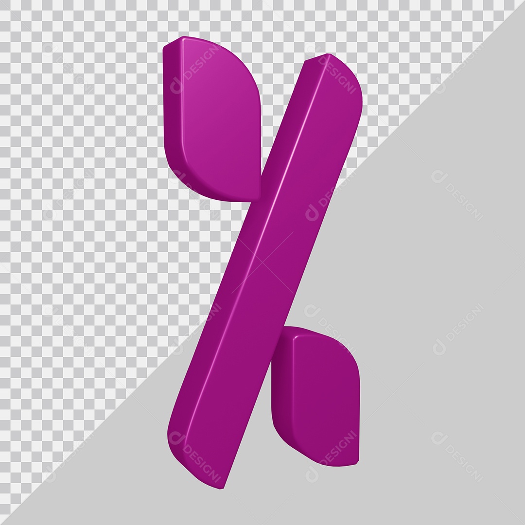 Elemento 3D Para Composição Símbolo de Porcentagem Roxa PSD