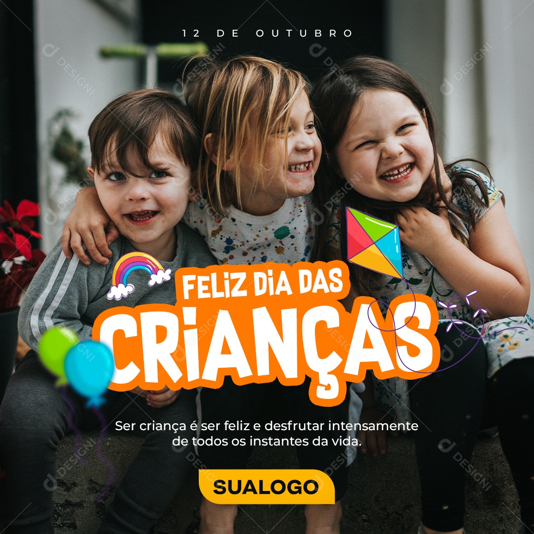Feliz Dia Das Crianças Data Comemorativa Social Media PSD Editável