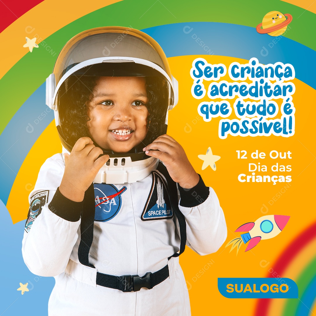 Feliz Dia Das Crianças Data Comemorativa Social Media PSD Editável