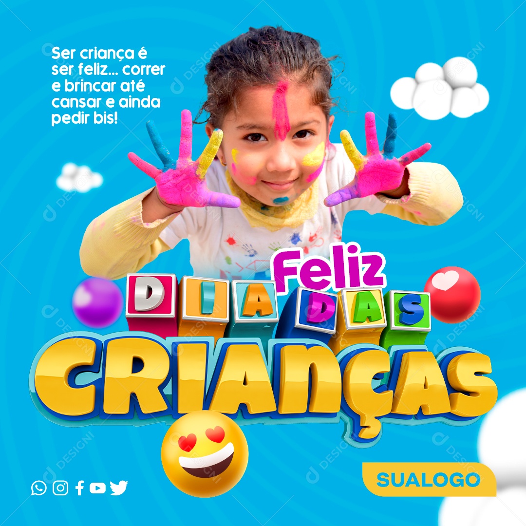 Feliz Dia Das Crianças Data Comemorativa Social Media PSD Editável