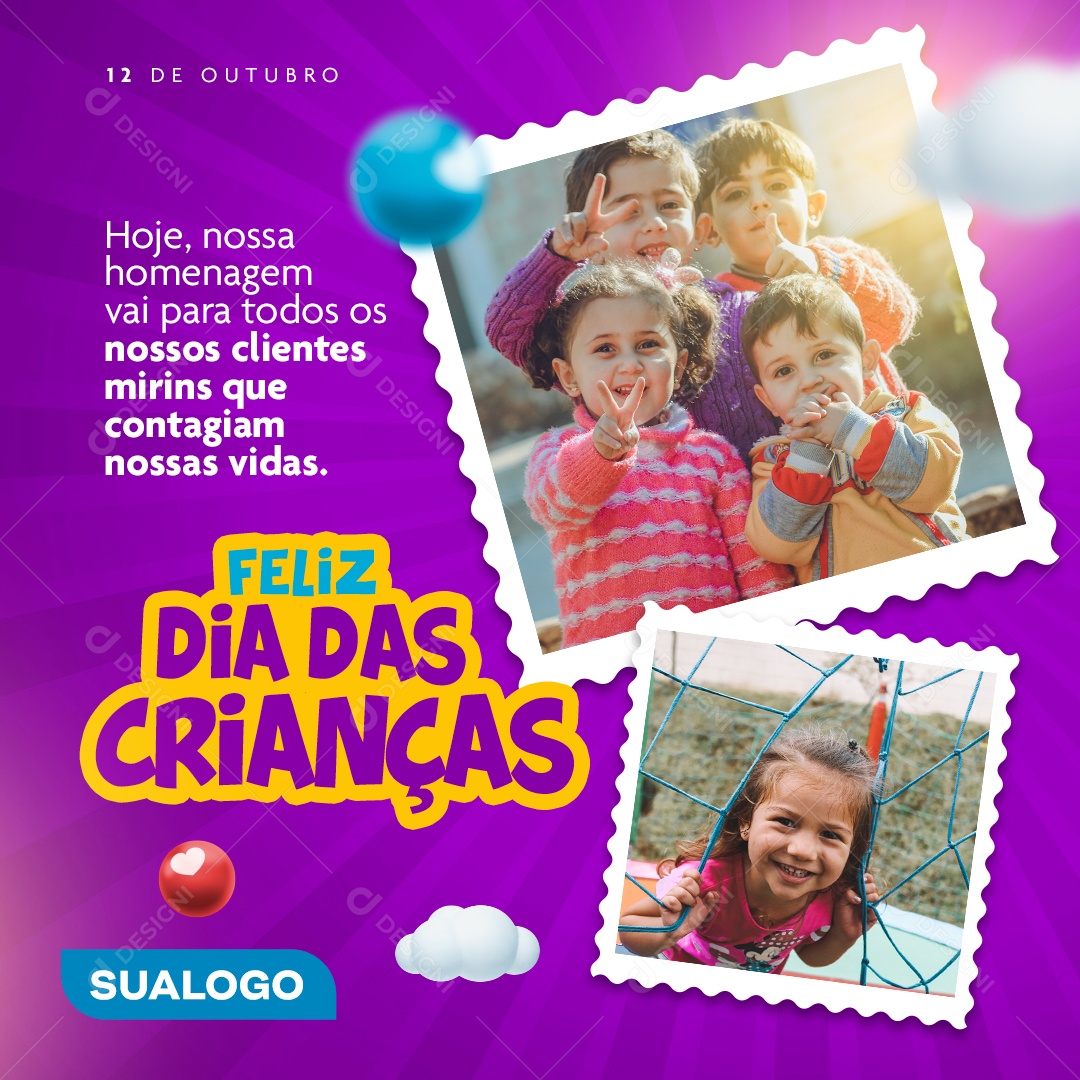 Feliz Dia Das Crianças Data Comemorativa Social Media PSD Editável