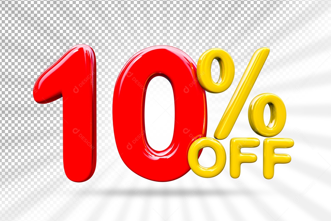 Elemento 3D Para Composições Número Vermelho 10% Desconto PSD