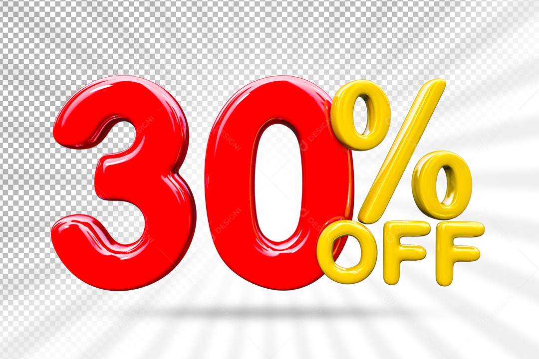 Elemento 3D Para Composições Número Vermelho 30% Desconto PSD