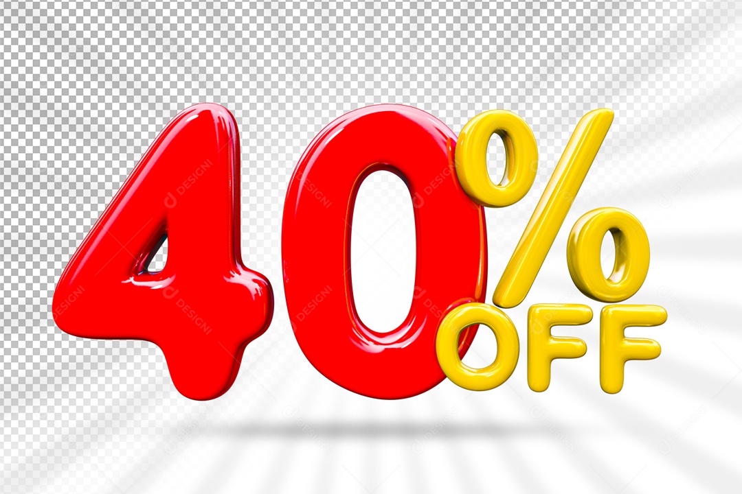 Elemento 3D Para Composições Número Vermelho 40% Desconto PSD