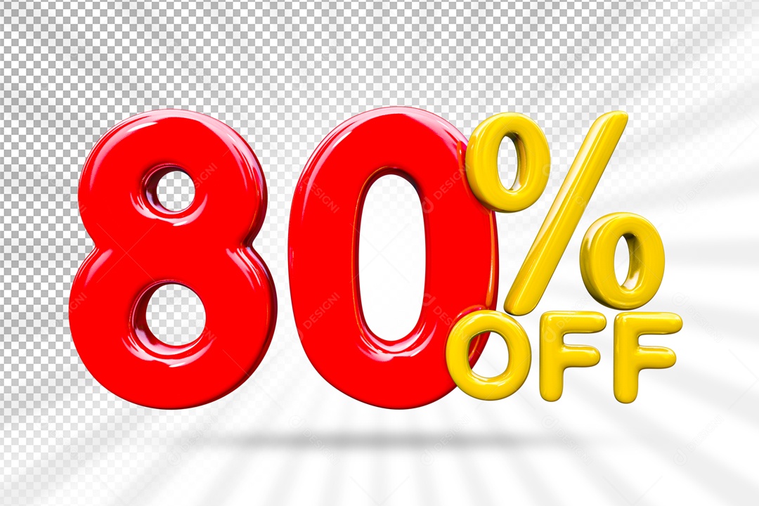 Elemento 3D Para Composições Número Vermelho 80% Desconto PSD