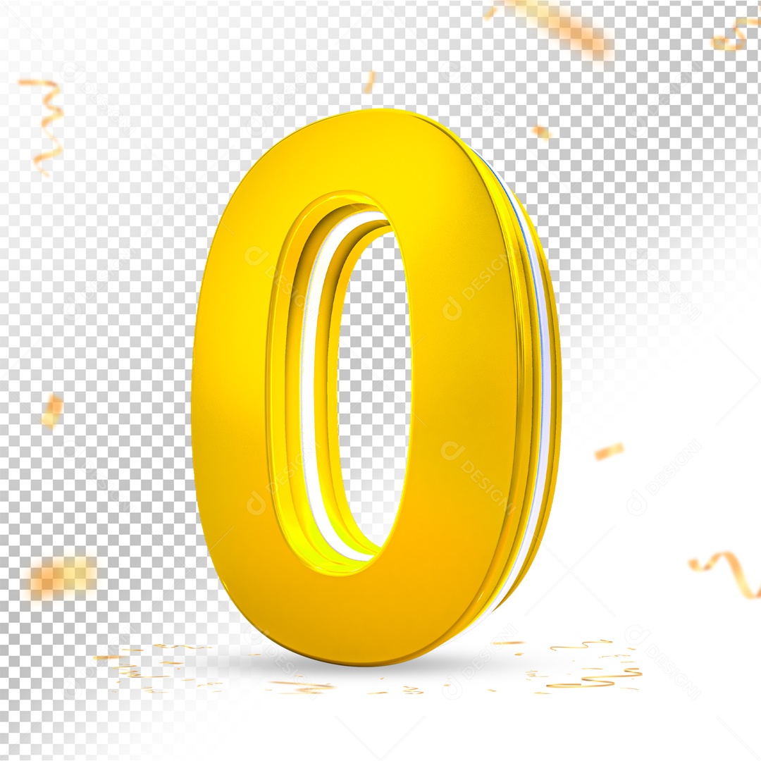Elemento 3D Para Composições Número 0 Dourado PSD