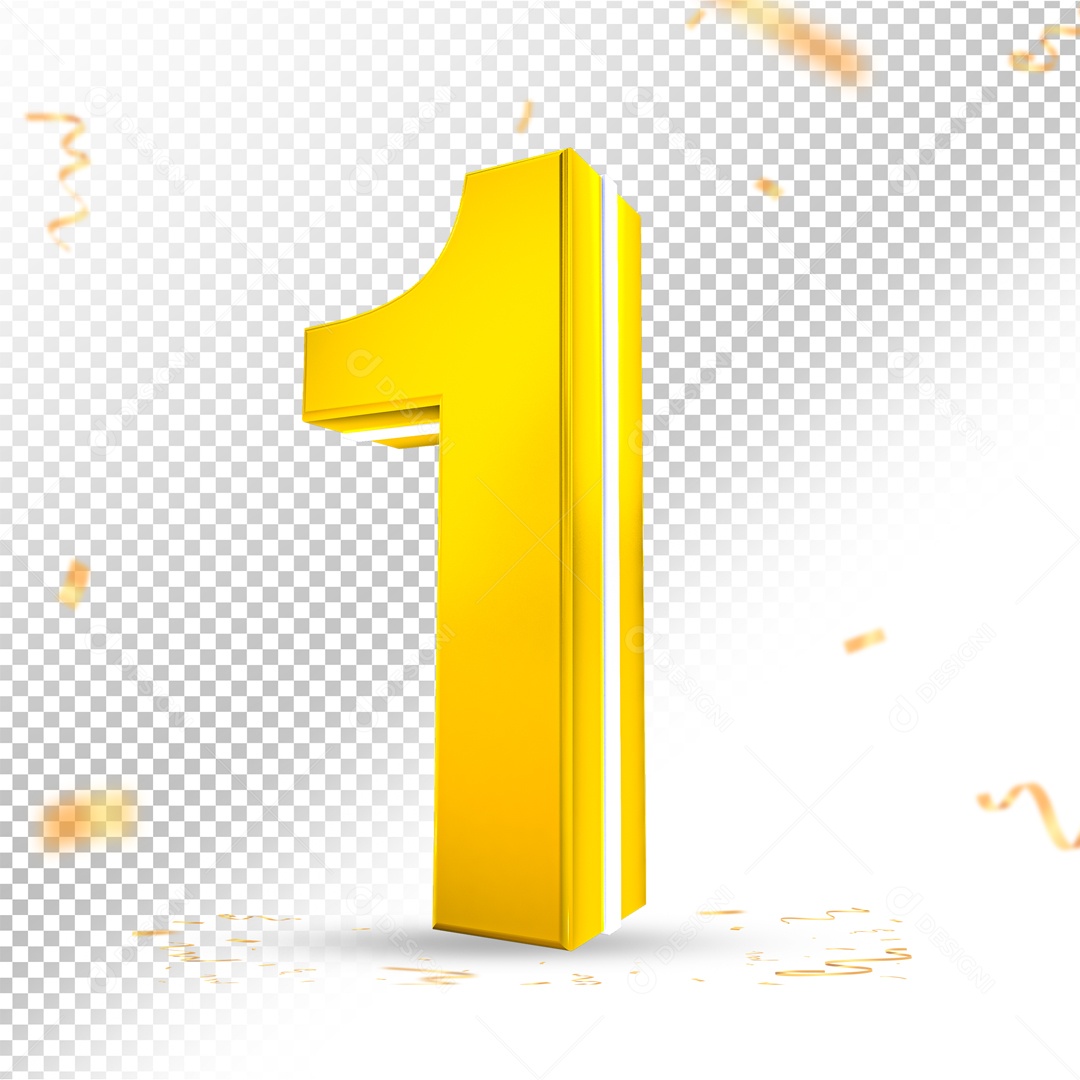 Elemento 3D Para Composições Número 1 Dourado PSD