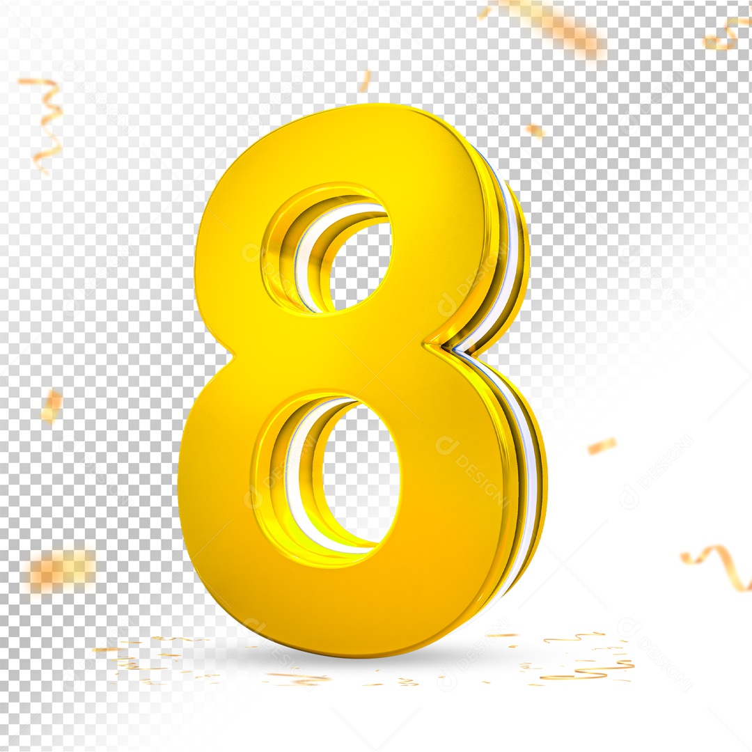 Elemento 3D Para Composições Número 8 Dourado PSD