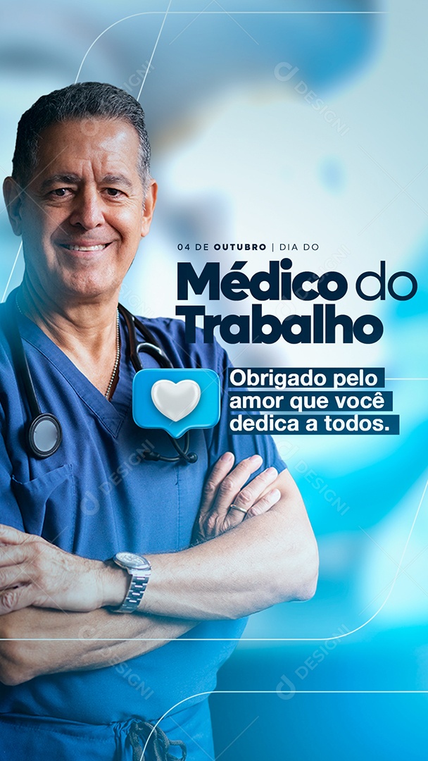 Story Obrigado pelo Amor que Você Dedica a Todos Dia do Médico do Trabalho Social Media PSD Editável