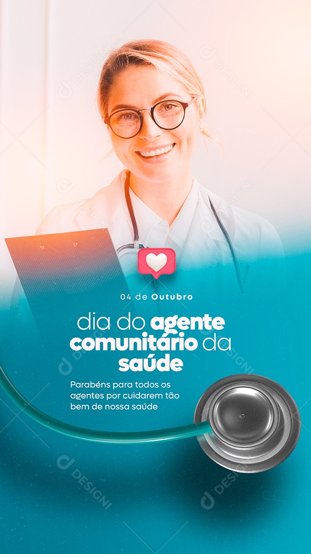 Story Parabéns para todos os Agentes por Cuidarem Dia do Agente Comunitário de Saúde Social Media PSD Editável