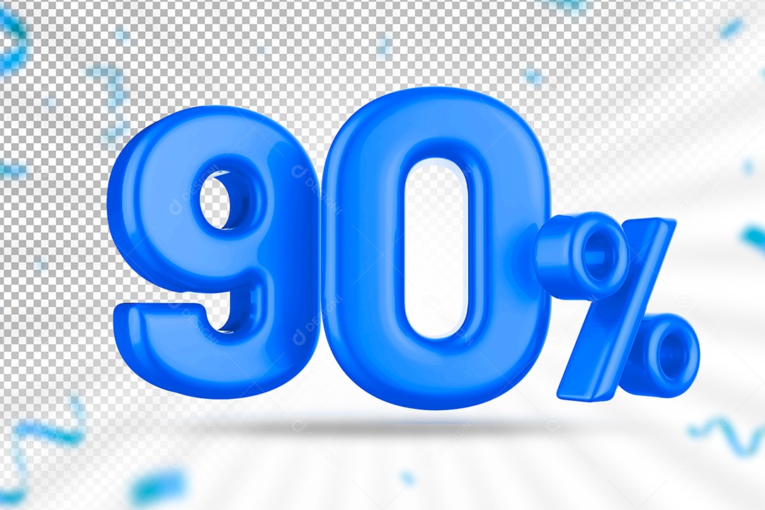 Número 3D 90% Azul Elemento Para Composição PSD