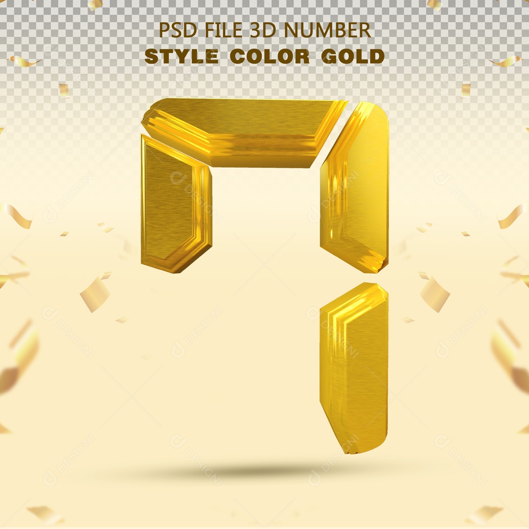Elemento 3D Para Composição Número 7 Dourado PSD