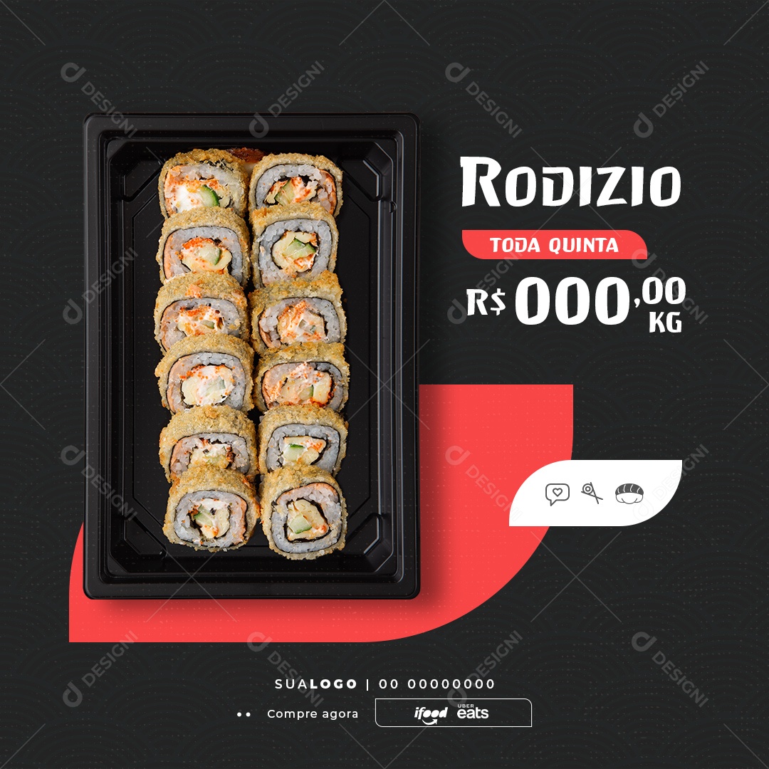 Restaurante Comida Japonesa Sushi Social Media PSD Editável