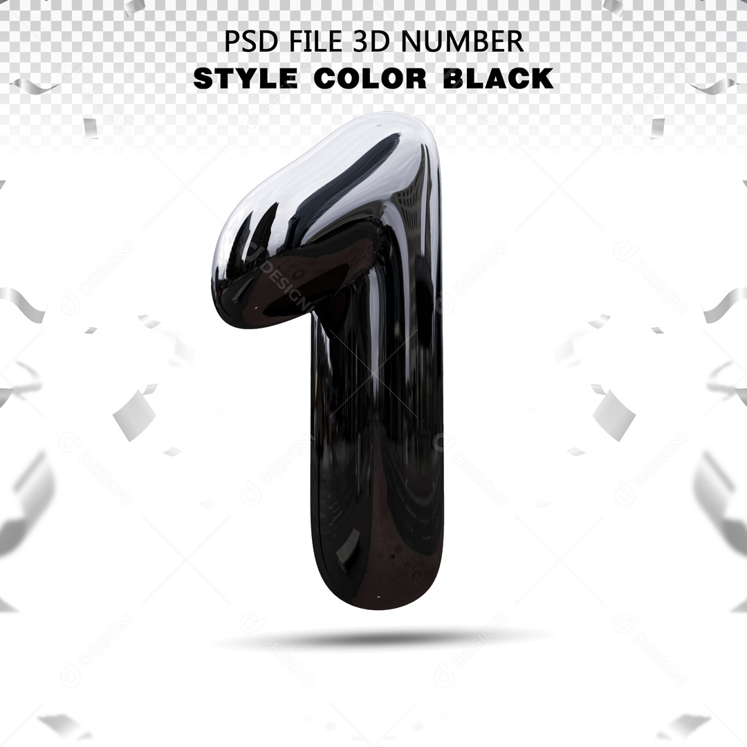 Elemento 3D Para Composição Número 3 Preto PSD